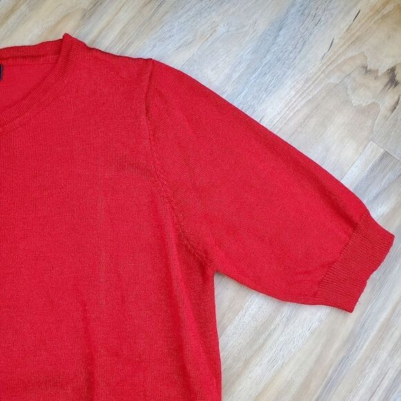 🔥Red Retro Style Short Sleeve Sweater XLarge - Picture 6 of 10